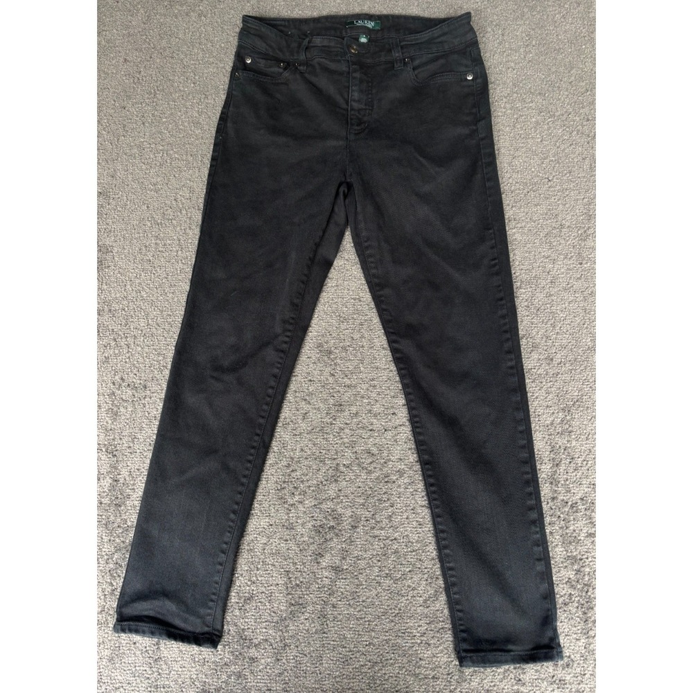 Lauren Ralph Lauren Jeans Womens 6 Black Medium Wash 5-Pockets Straight‎ Leg